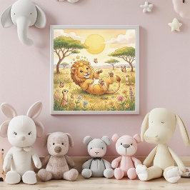 Süßes Baby-Löwe-Sternzeichen-Wandkunst-Poster Poster