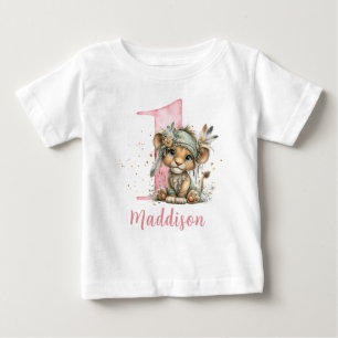 Süßes Baby-Löwen-Mädchen erster Geburtstag Baby T-shirt