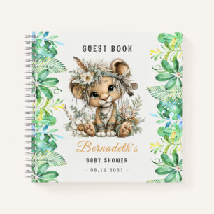 Süßes Baby Löwenkönig Wildes Babyshower-Gästebuch Notizblock