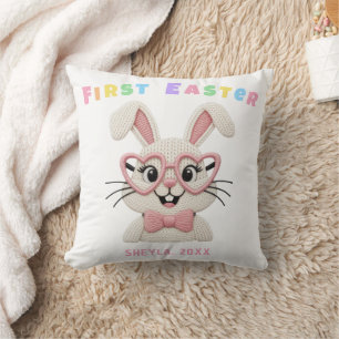 Süßes Baby Mädchen Erstes Osterhase Name Kissen