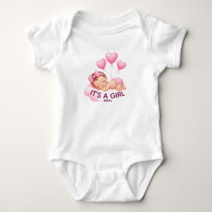 Süßes Baby Mädchen  - Es ist ein Mädchen Rosa Herz Strampler