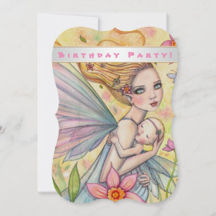 Süßes Baby Mädchen Fee Erste Geburtstagsfeier Einladung