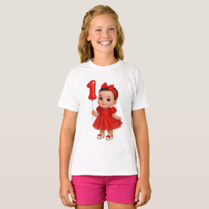 Süßes Baby-Mädchen T-Shirt zum 1. Geburtstag