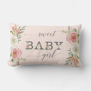 Süßes Baby Mädchen Wasserfarbe Blush und weiße B Lendenkissen