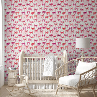 Süßes Baby-Mädchen-Zimmer Coquette Rosa Schleife Tapete