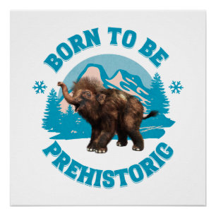 Süßes Baby-Mammut Prähistorischer Kindergeburtstag Poster