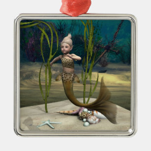 Süßes Baby-Meeresjungfrau Silbernes Ornament