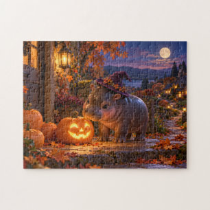 Süßes Baby-Nilpferd Halloween-Hexe & leuchtender K Puzzle