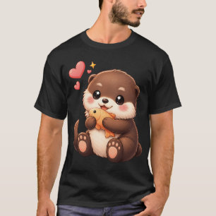 Süßes Baby-Otter hält Fisch T-Shirt