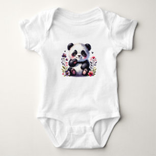 Süßes Baby-Panda mit Blumen Anbetungswürdiges Ti Baby Strampler
