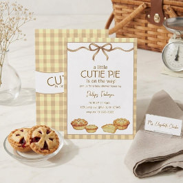 Süßes Baby-Party-Einladung mit neutraler Gingham-S Einladung