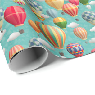 Süßes Baby-Party-Heißluftballon-Kachel-Muster Geschenkpapier