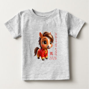 Süßes Baby-Pferd Chinesisches Neujahr 2026 Baby-T- Baby T-shirt
