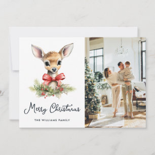 Süßes Baby-Rentier-Botanik-Foto-Weihnachtskarte Feiertagskarte
