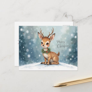 Süßes Baby-Rentier Weihnachten Schnee Winter Magie Postkarte
