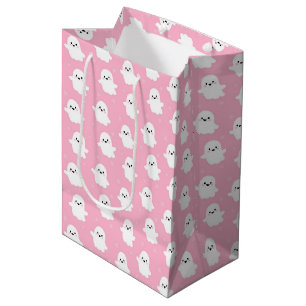 Süßes Baby Rosa Geister-Muster – Halloween-Design Mittlere Geschenktüte