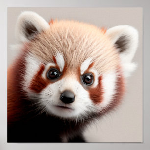 Süßes Baby Rotpanda-Porträt Quadratisch 1:1 Poster