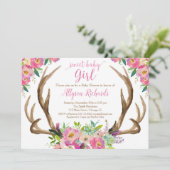 Süßes Baby rustikale boho Geweih-Babyparty Einladung (Stehend Vorderseite)