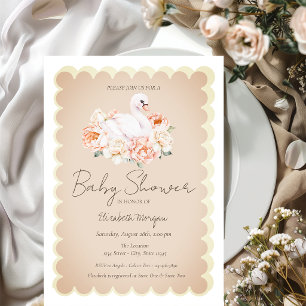 Süßes Baby-Schwan-Rosen-Baby-Shower Einladung