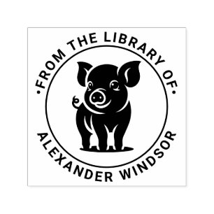 Süßes Baby-Schwein Stehend #1 Runde Bibliotheksbuc Permastempel