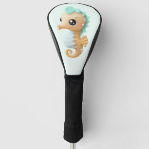 Süßes Baby-Seepferdchen in Türkis und Weiß Golf Headcover