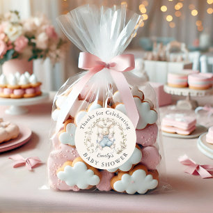 Süßes Baby-Shower-Dankeschön für kleine Hasen Runder Aufkleber