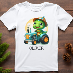 Süßes Baby-T-Rex-Dinosaurium fährt einen blauen Tr T-Shirt
