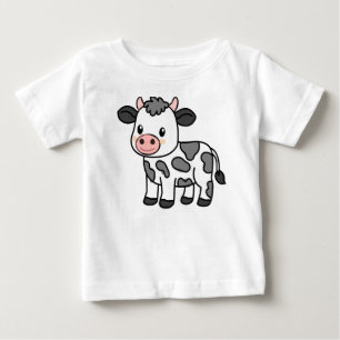 Süßes Baby-T-Shirt mit reizender Kuh-Illustration Baby T-shirt