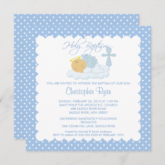 Süßes Baby u. quere heilige Taufe Inviation Einladung (Vorne/Hinten)