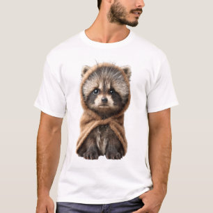 Süßes Baby-Waschbär in brauner Kapuzendecke T-Shirt