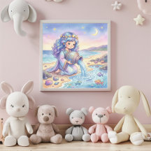 Süßes Baby-Wassermann-Sternzeichen-Wandkunst-Poste