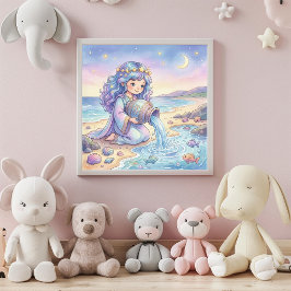 Süßes Baby-Wassermann-Sternzeichen-Wandkunst-Poste Poster