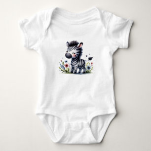 Süßes Baby-Zebra mit Blumen Niedliches Tier Baby Strampler