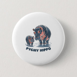 Süßes Baby-Zwergflusspferd Moo Deng Lustiger Zoo F Button