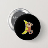 süßes Babyäffchen auf Banane Button (Vorne & Hinten)