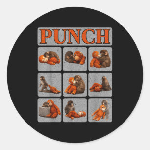 Süßes Babyäffchen namens Punch-Shirt Punch-Affe Runder Aufkleber