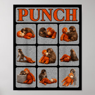 Süßes Babyäffchen namens Punch-Shirt Punch Monkey Poster