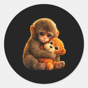 Süßes Babyäffchen schlägt Zoo Japan Design Süßes B Runder Aufkleber