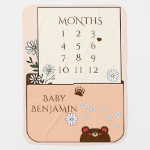 Süßes Babybär & Gänseblümchen Babydecke