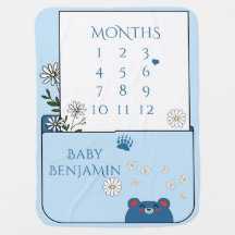 Süßes Babybär & Gänseblümchen Babydecke
