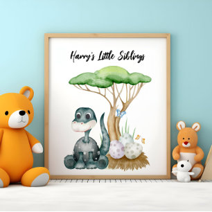 Süßes Babydinosaurier mit seinen kleinen Geschwist Poster