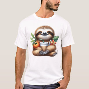 Süßes Babyfaultier mit Kürbis-Kaffee und Pfannkuch T-Shirt