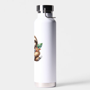 Süßes Babyfaultier mit Kürbiskaffee und Pfannkuche Trinkflasche