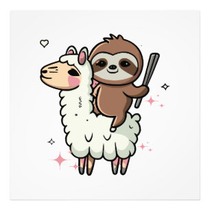Süßes Babyfaultier und Lama  Fotodruck