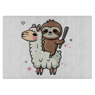 Süßes Babyfaultier und Lama  Schneidebrett