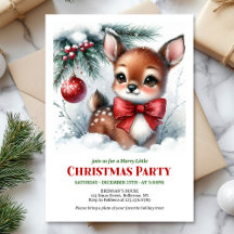 Süßes Babyhirsch-Aquarell-Weihnachts-Einladung für