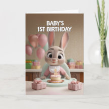 Süßes Babykaninchen in Rosa feiert 1. Geburtstag
