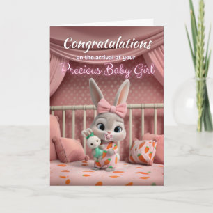 Süßes Babykaninchen in Rosa Gratuliere zur neuen B Karte