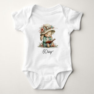 Süßes Babykaninchen liest Buch Baby Strampler