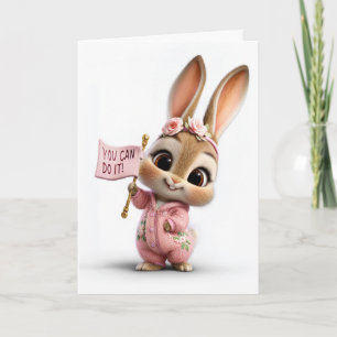 Süßes Babykaninchen mit Rosenkrone Ermutigung Karte